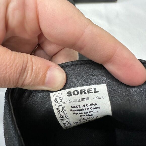 Sorel Evie II black lace up booties boots women's 8.5 leather and canvas - Picture 7 of 7